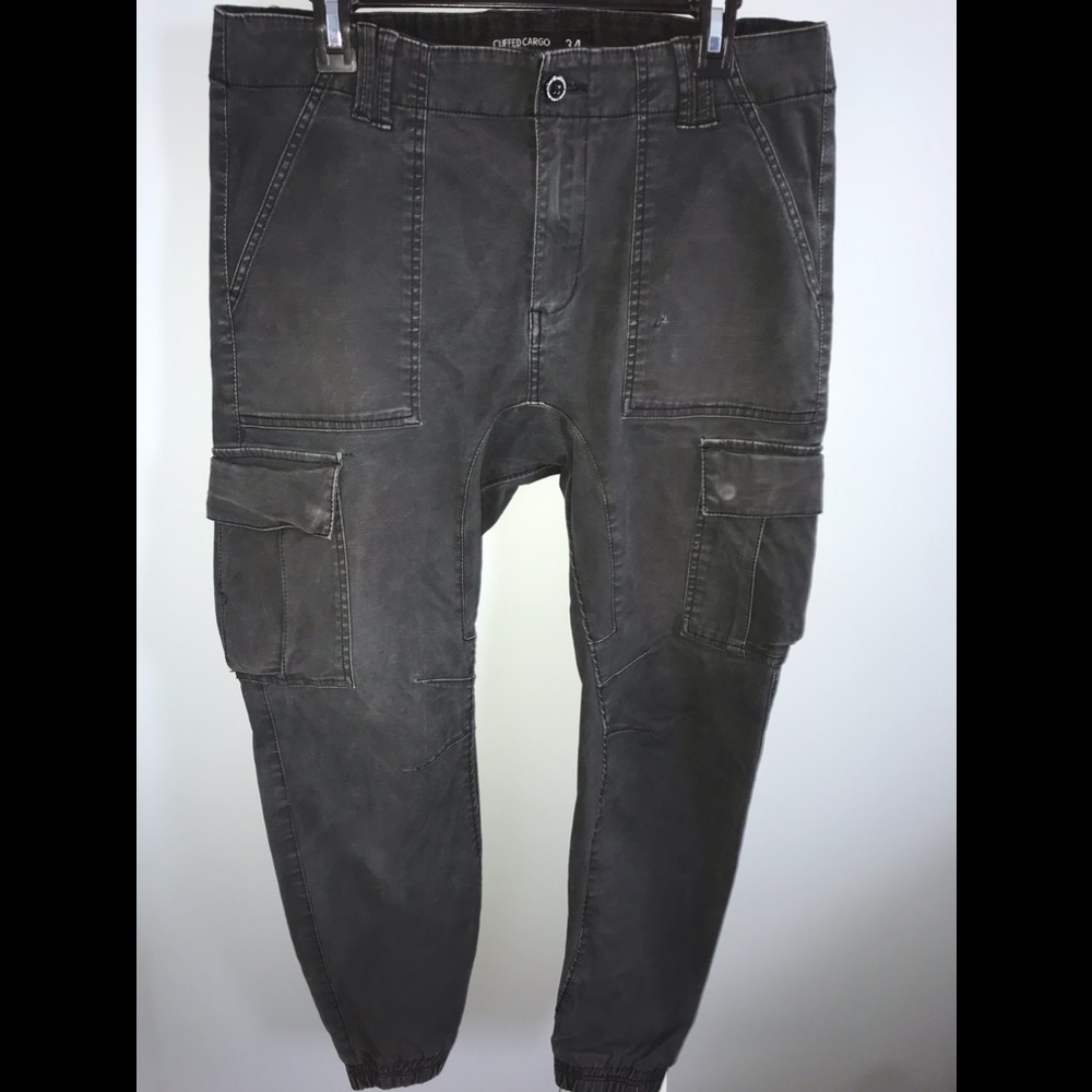 Cotton On Black Slim Fit Cuffed Cargos Size 34